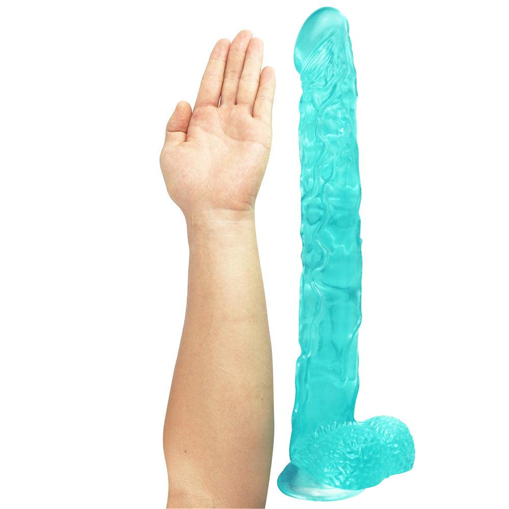 16 Inch Green Extra Long Jelly Dildo