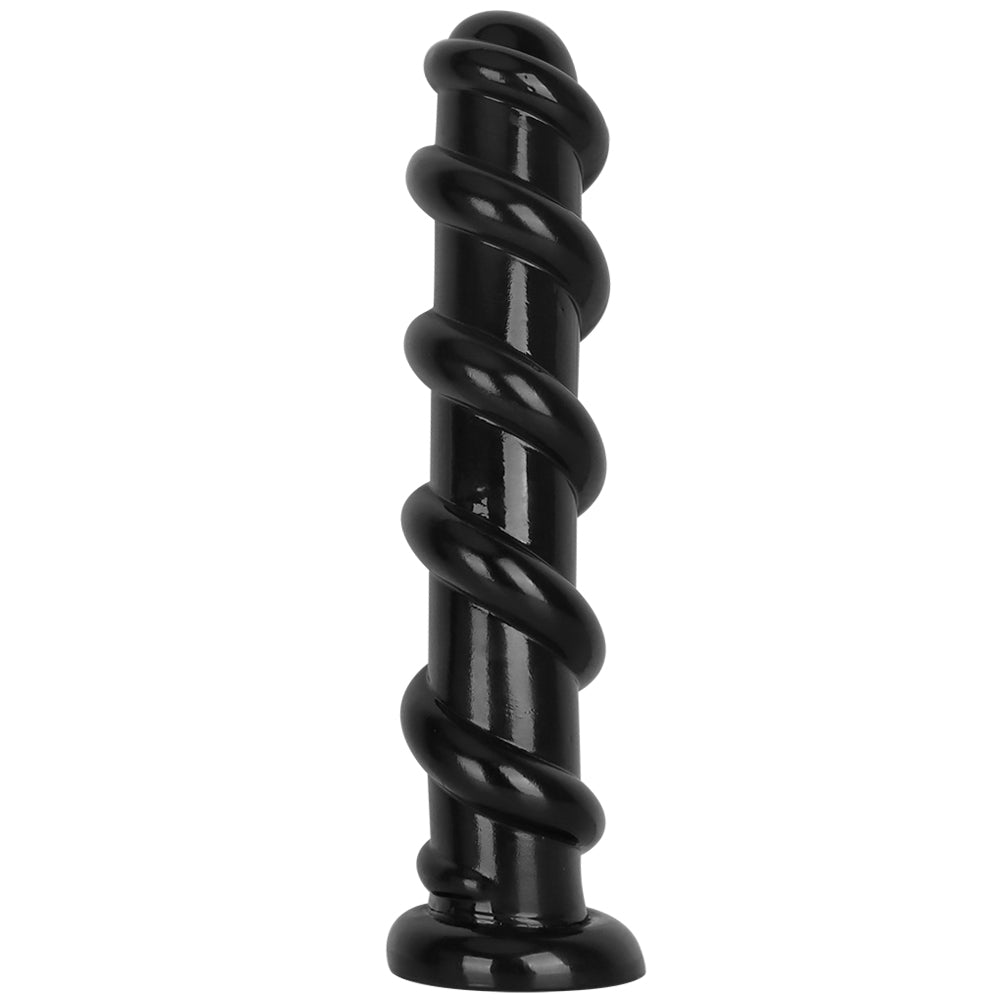 Black Threaded Ribbed 13 Inch Dildo