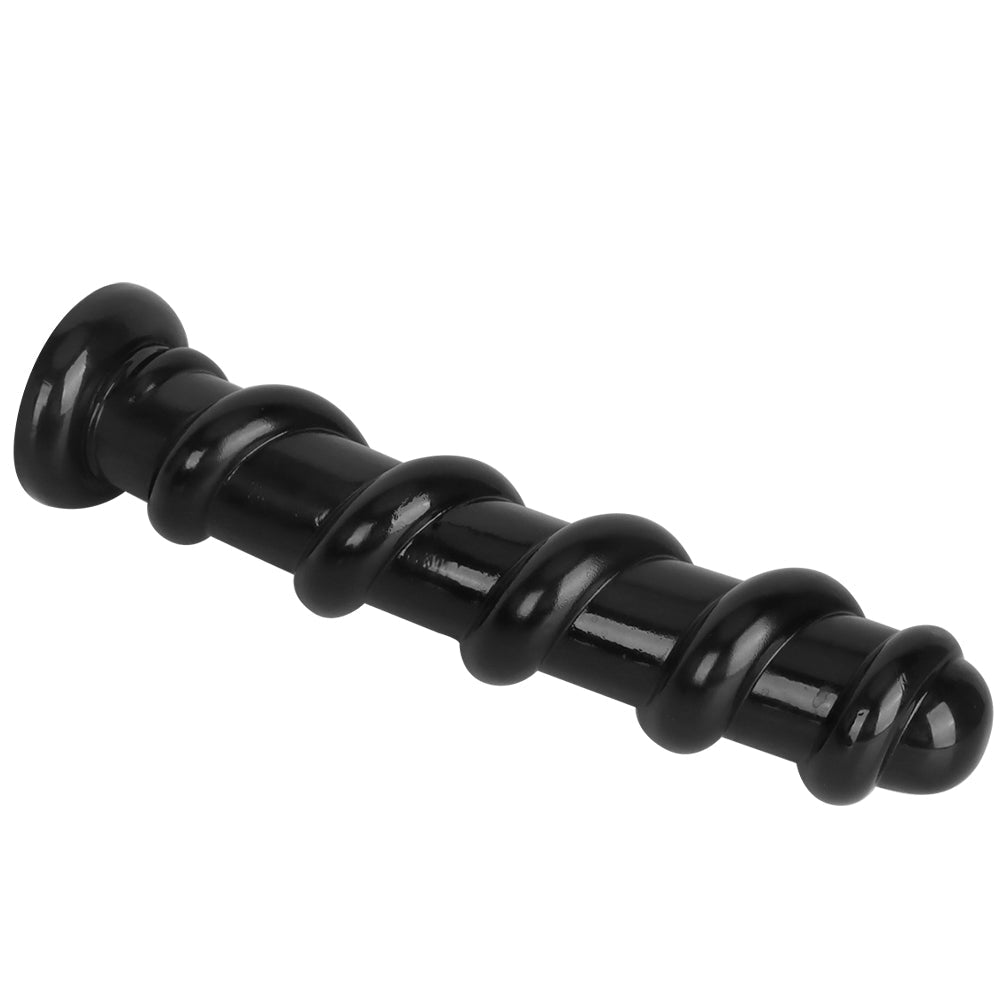 Black Threaded Ribbed 13 Inch Dildo