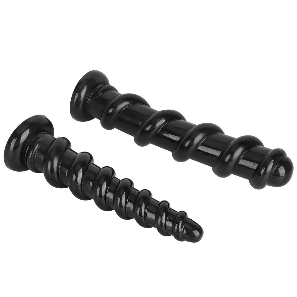 Black Threaded Ribbed 13 Inch Dildo