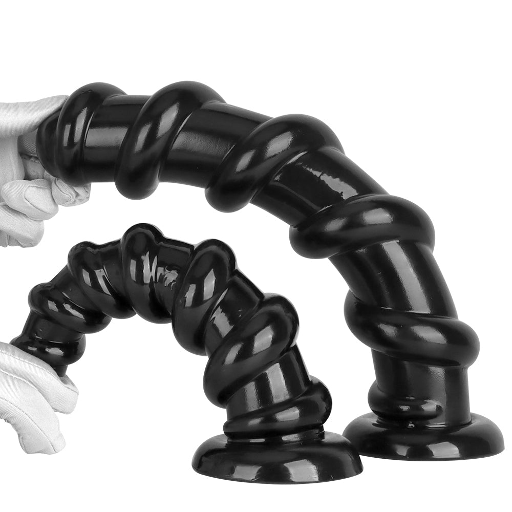 Black Threaded Ribbed 13 Inch Dildo