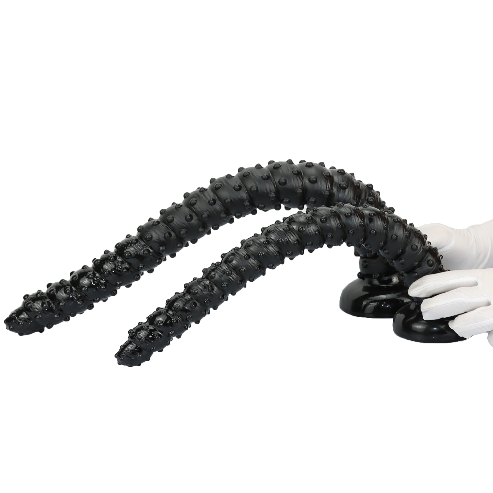 23 Inch Spiked Beaded Black Long Dildo