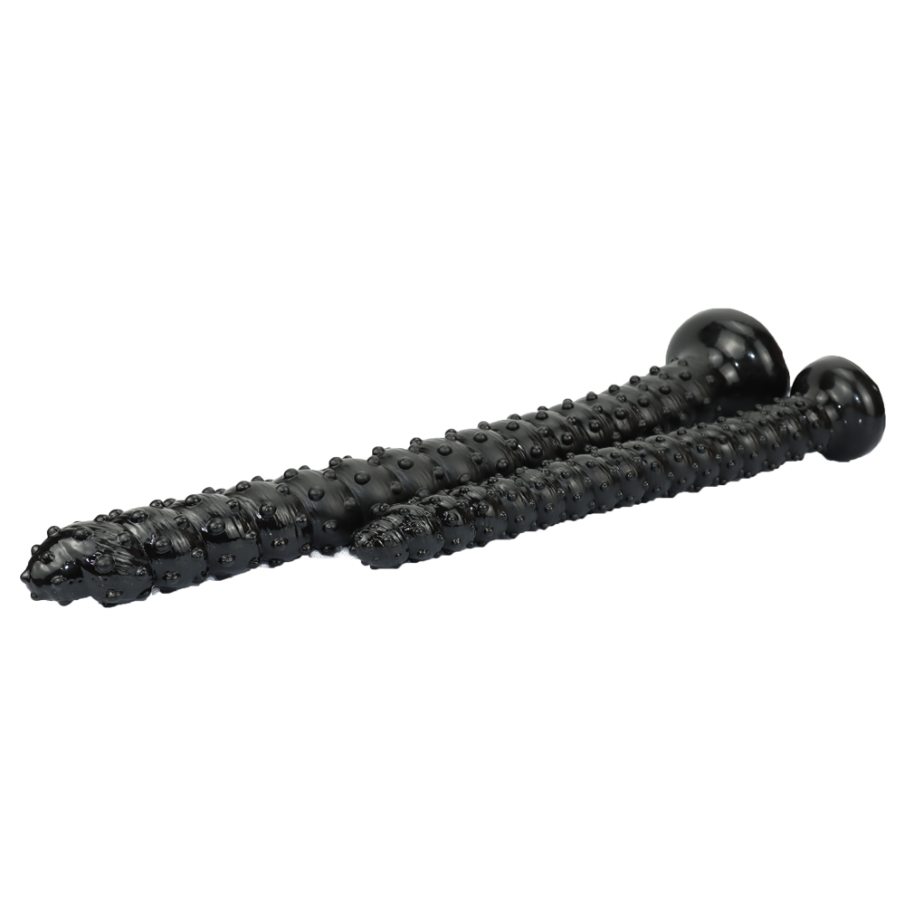 23 Inch Spiked Beaded Black Long Dildo