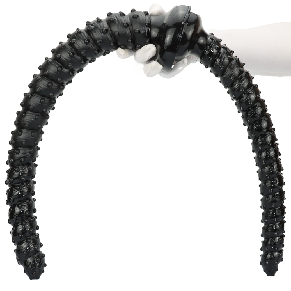 23 Inch Spiked Beaded Black Long Dildo