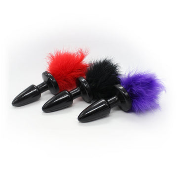 Black Silicone Sexy Bunny Tail Butt Plug