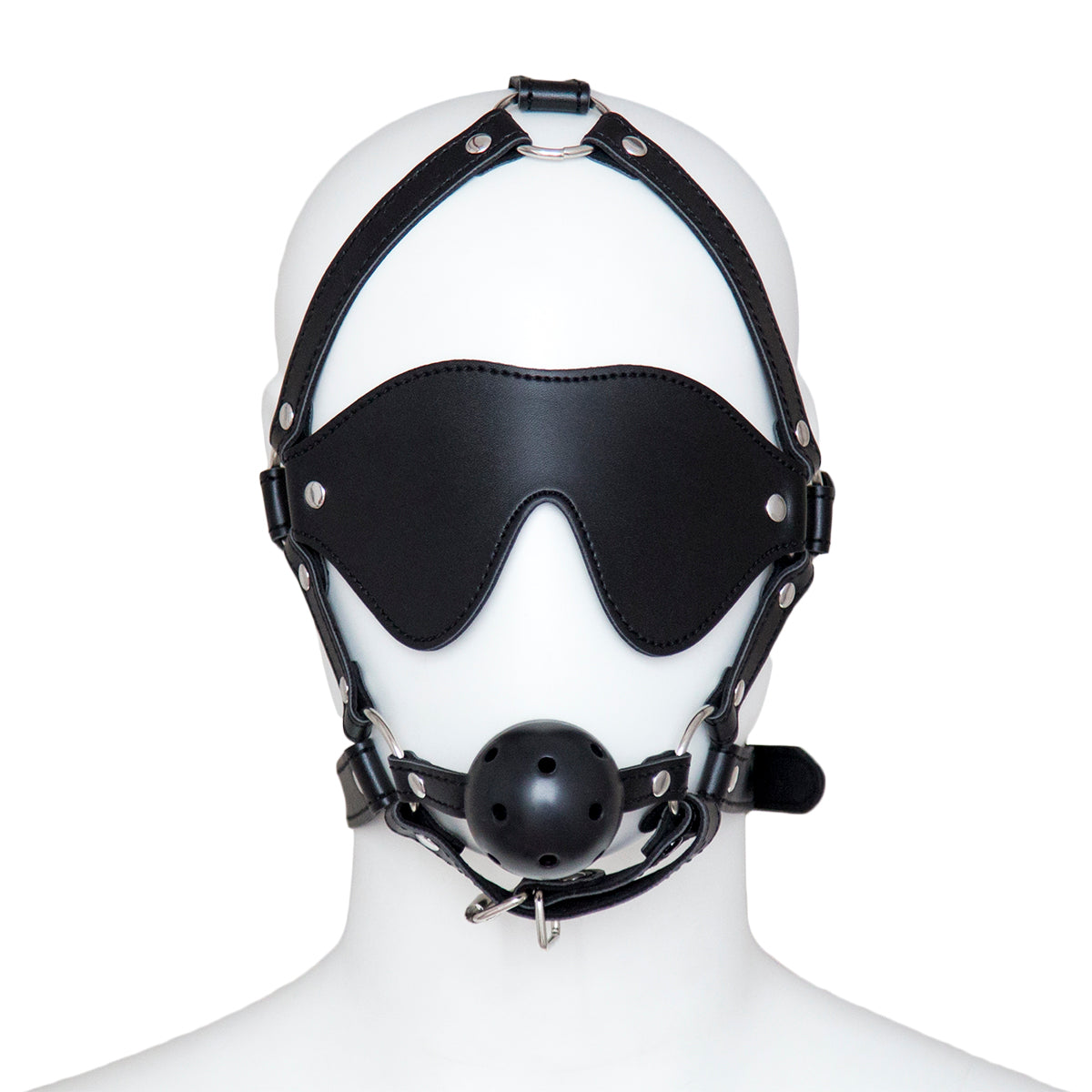 Black Blindfold Bondage Open Mouth BDSM Ball Gag