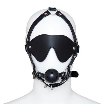 Black Blindfold Bondage Open Mouth BDSM Ball Gag