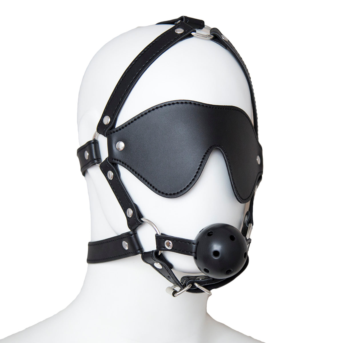 Black Blindfold Bondage Open Mouth BDSM Ball Gag