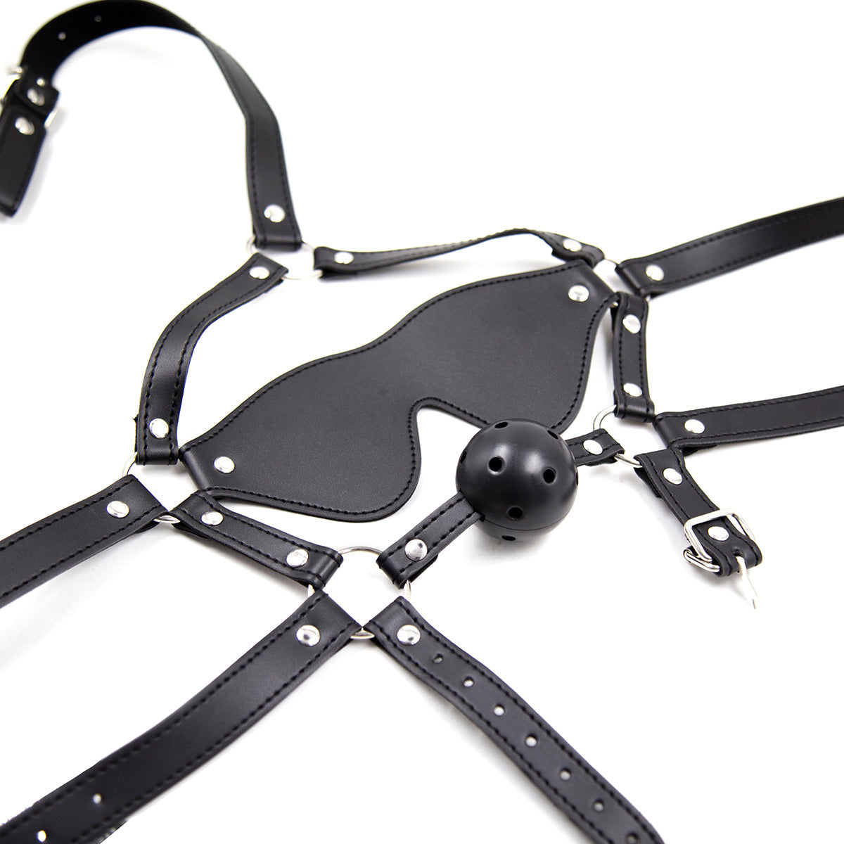 Black Blindfold Bondage Open Mouth BDSM Ball Gag