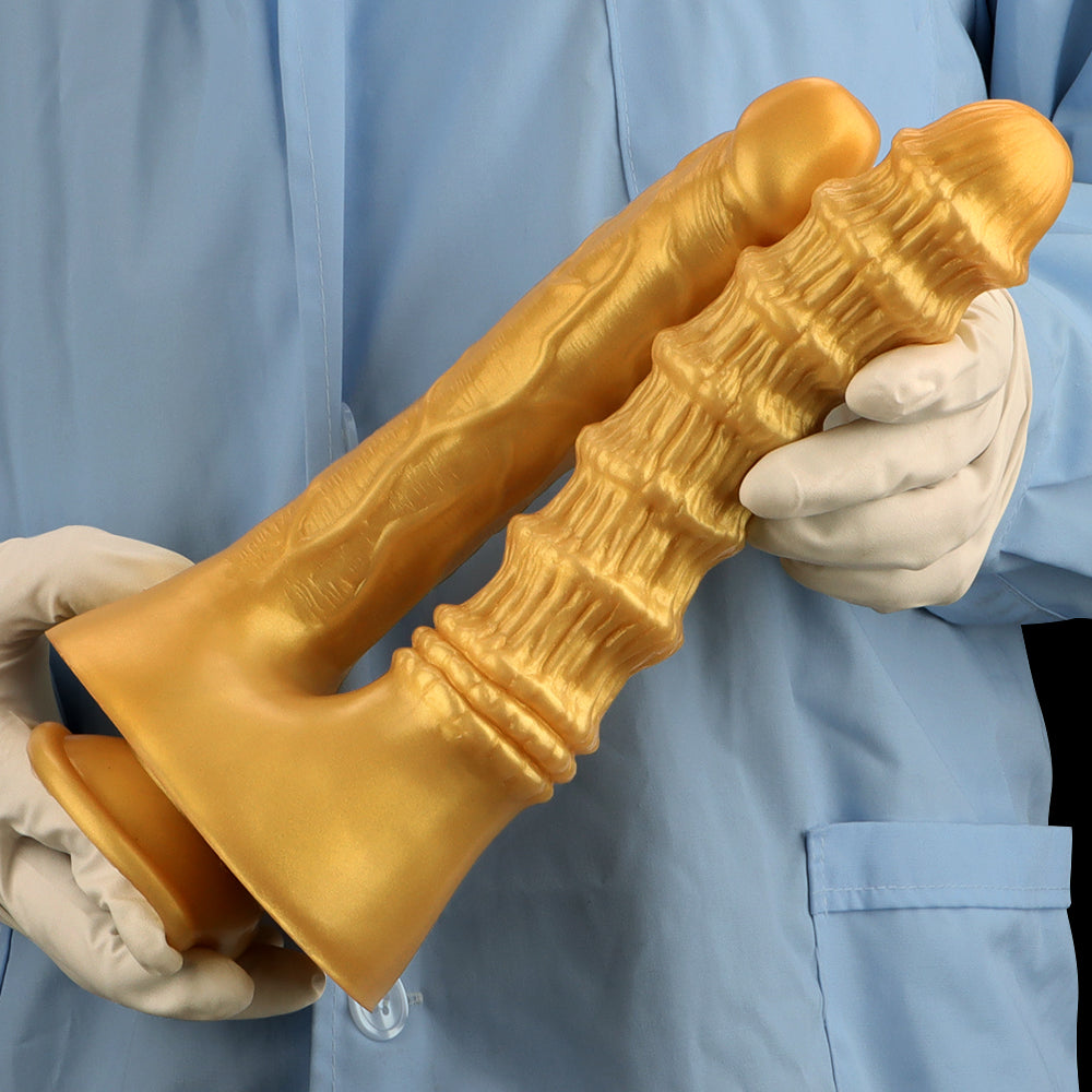 10 Inch Gold Silicone Double Penetration Dildo