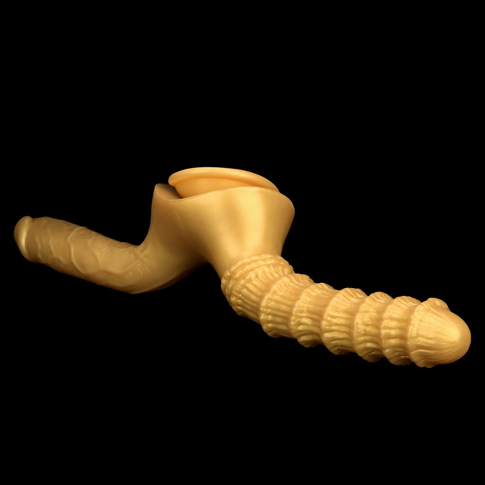 10 Inch Gold Silicone Double Penetration Dildo