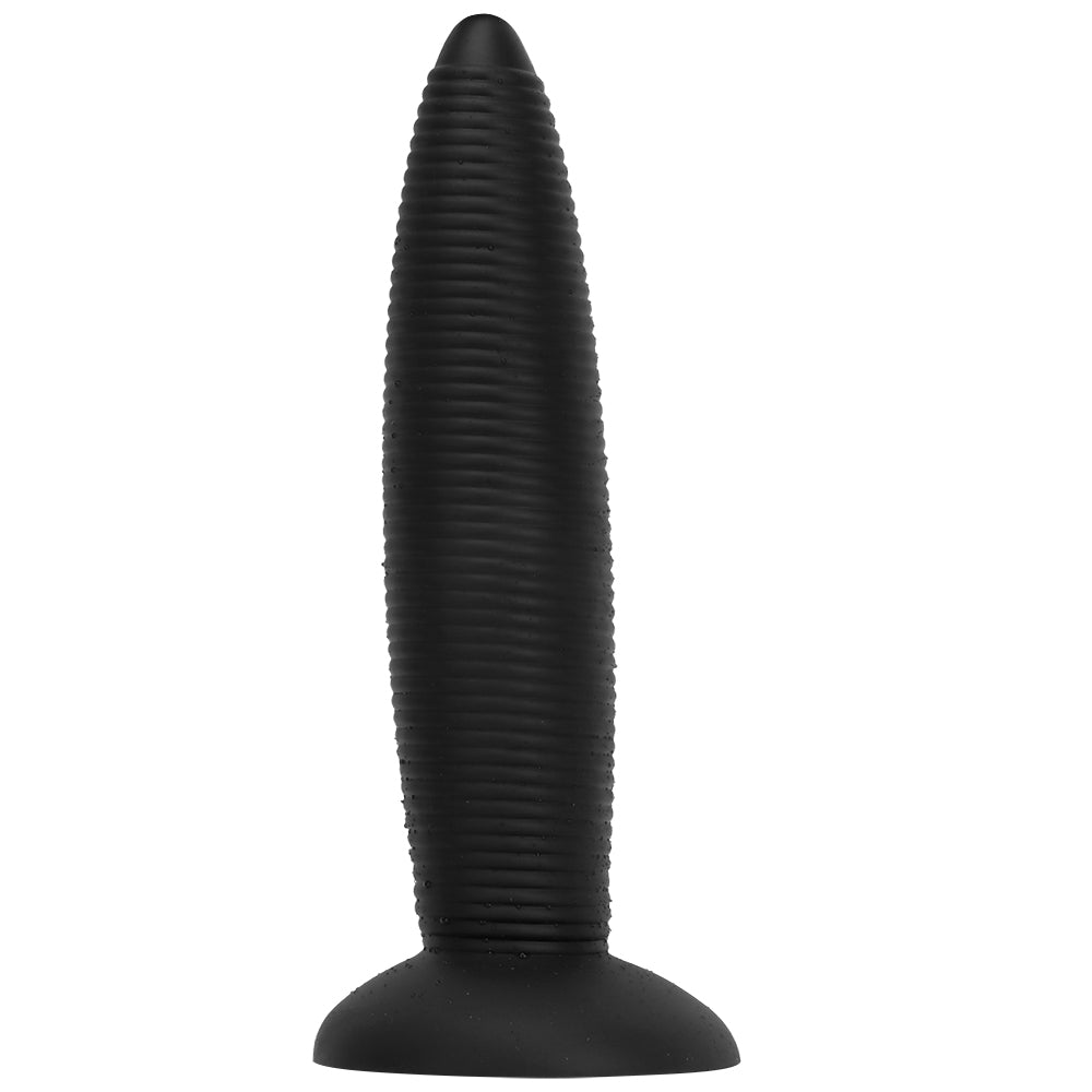 14 Inch Threaded Ribbed Big Black Dildo