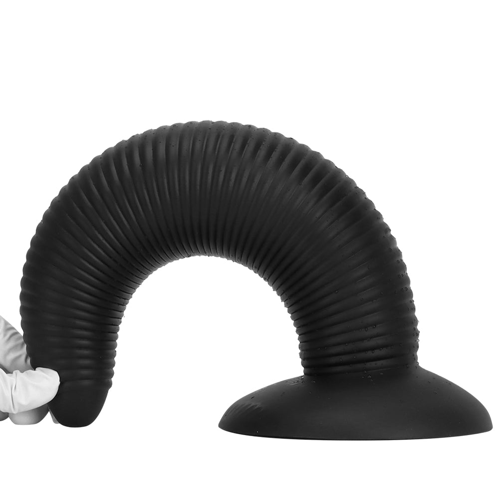 14 Inch Threaded Ribbed Big Black Dildo