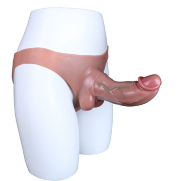 8 Inch Thick Realistic Hollow Triangle Dildo Briefs