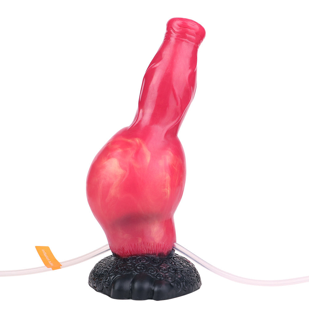 8 Inch Red Inflatable Dog Squirting Dildo