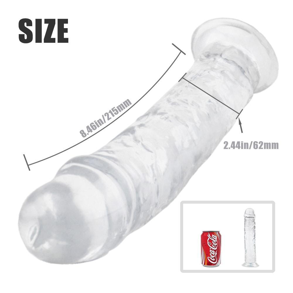 4 Kinds Size Super Suction Transparent Realistic Dildo L-8.46Inch