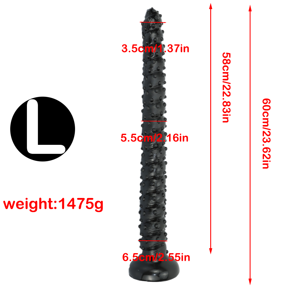 23 Inch Spiked Beaded Black Long Dildo