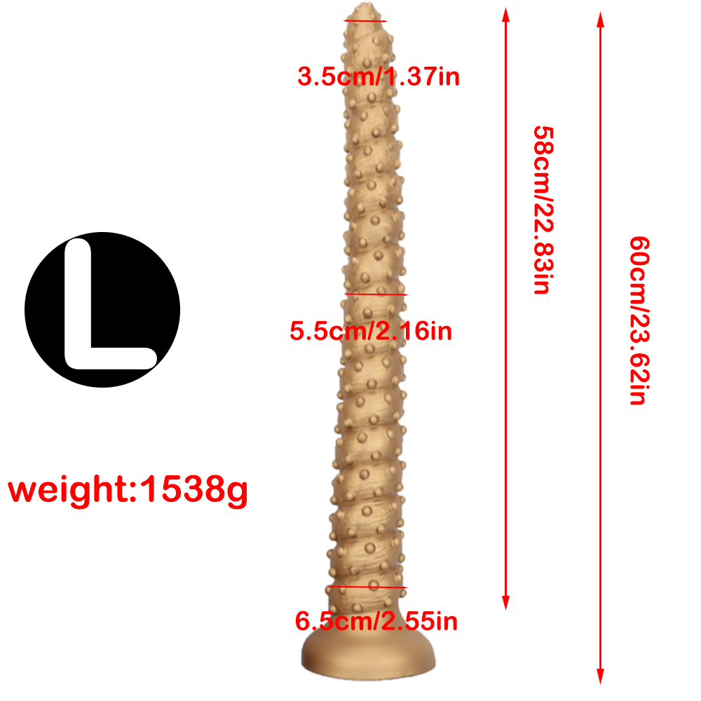 23 Inch Spiked Beaded Black Long Dildo