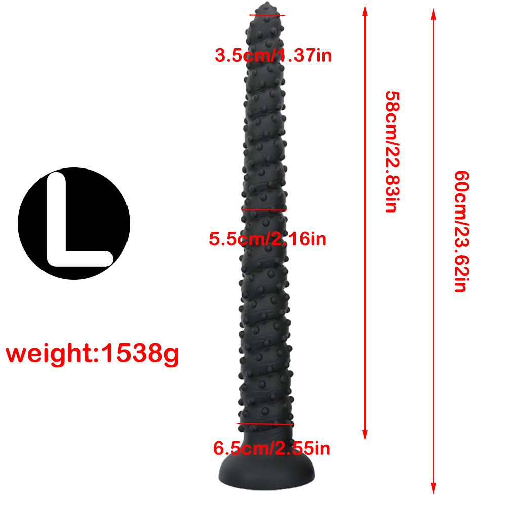23 Inch Spiked Beaded Black Long Dildo