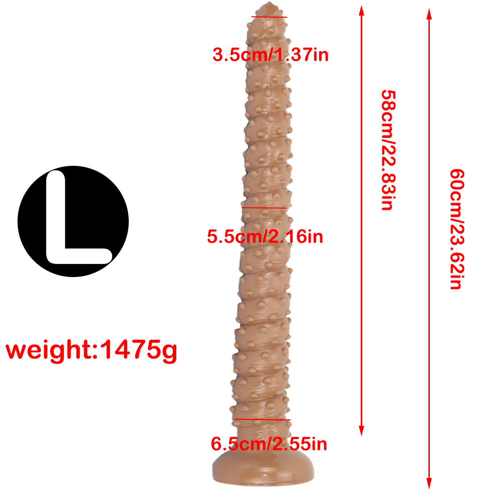 23 Inch Spiked Beaded Black Long Dildo