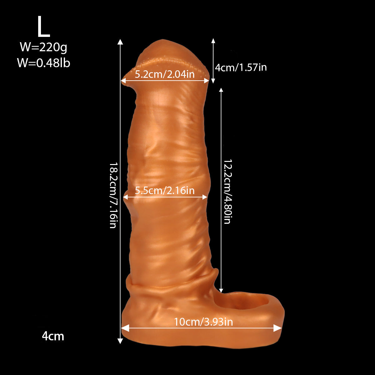Gold Hollow Delay Horse Cock Sleeve