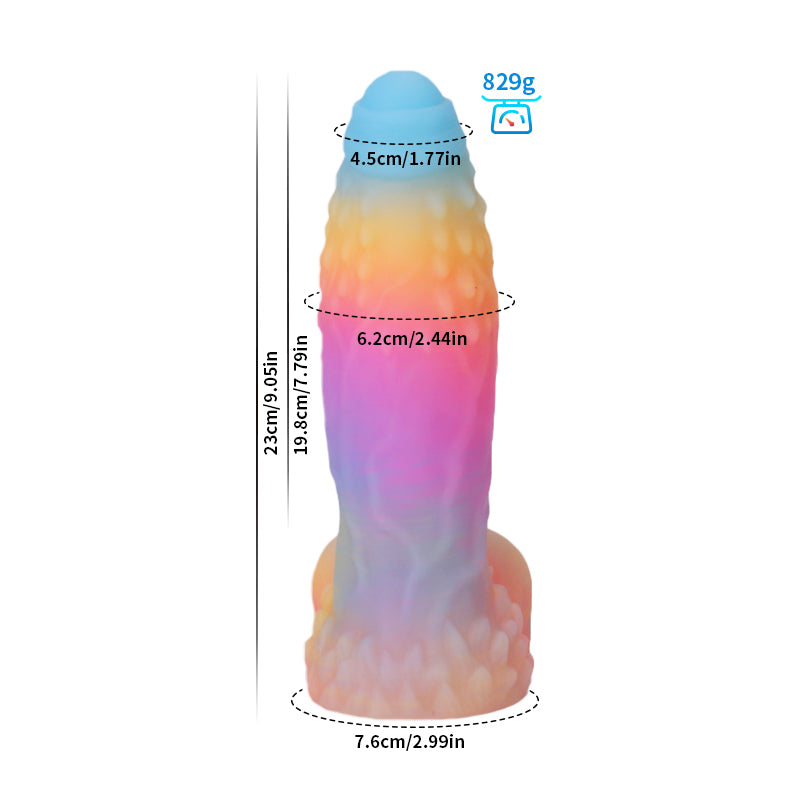 Rainbow Monster Glow In The Dark Big Dildo