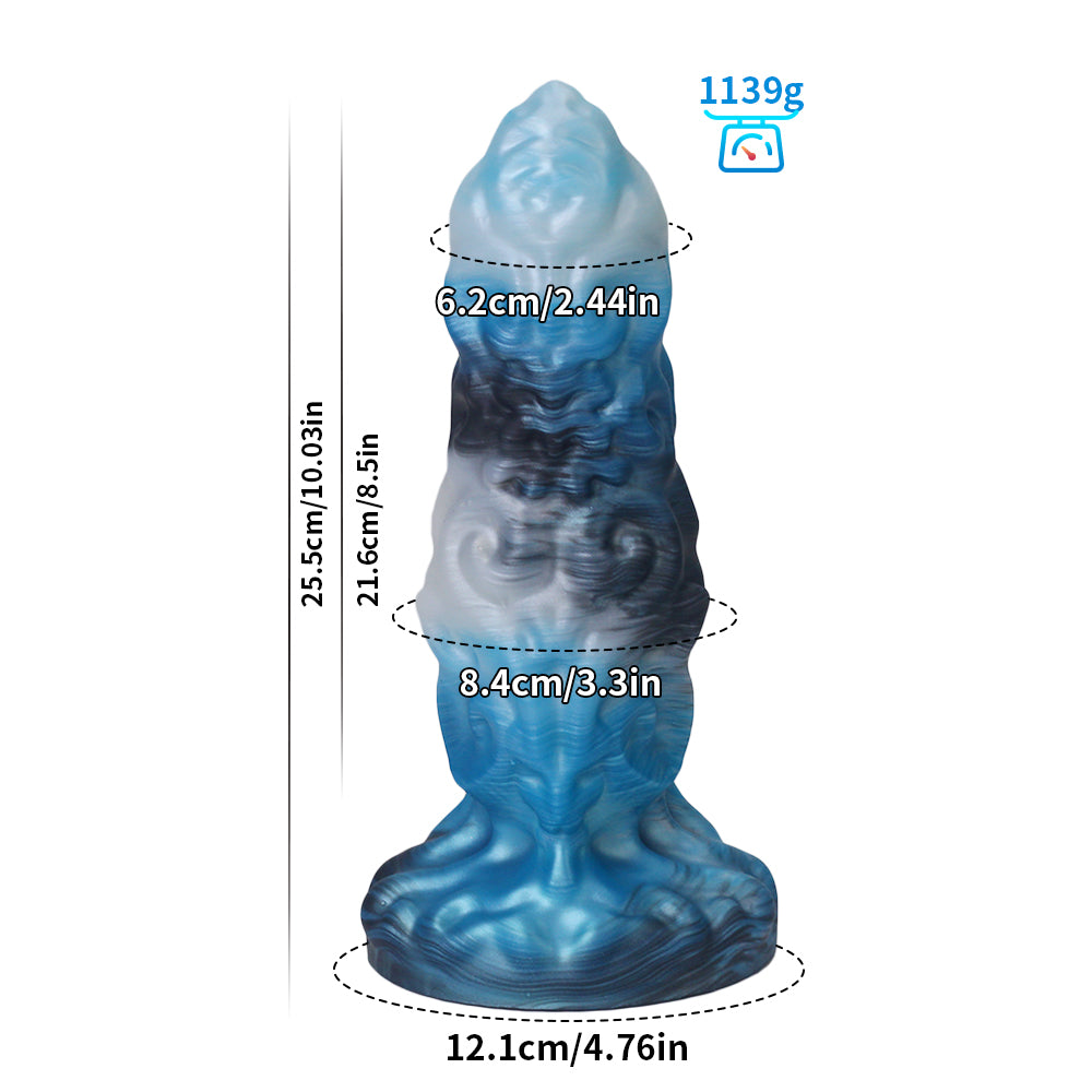 10 Inch Long Blue Silicone Fantasy Dildo