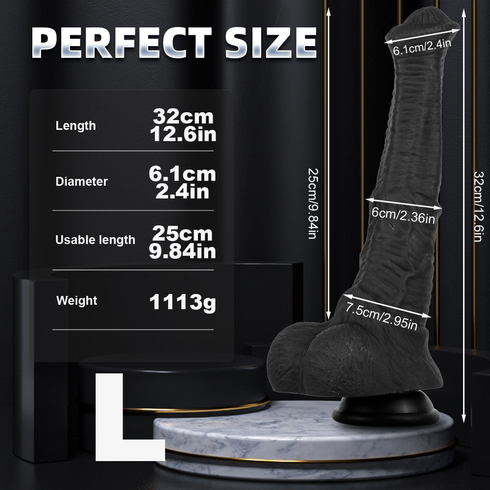 Black Hores Cock Three Size Silicone Dildo