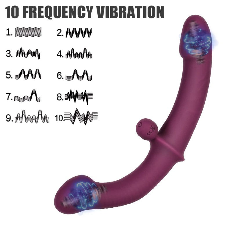 Purple Remote Control Vibrating Double Dildo