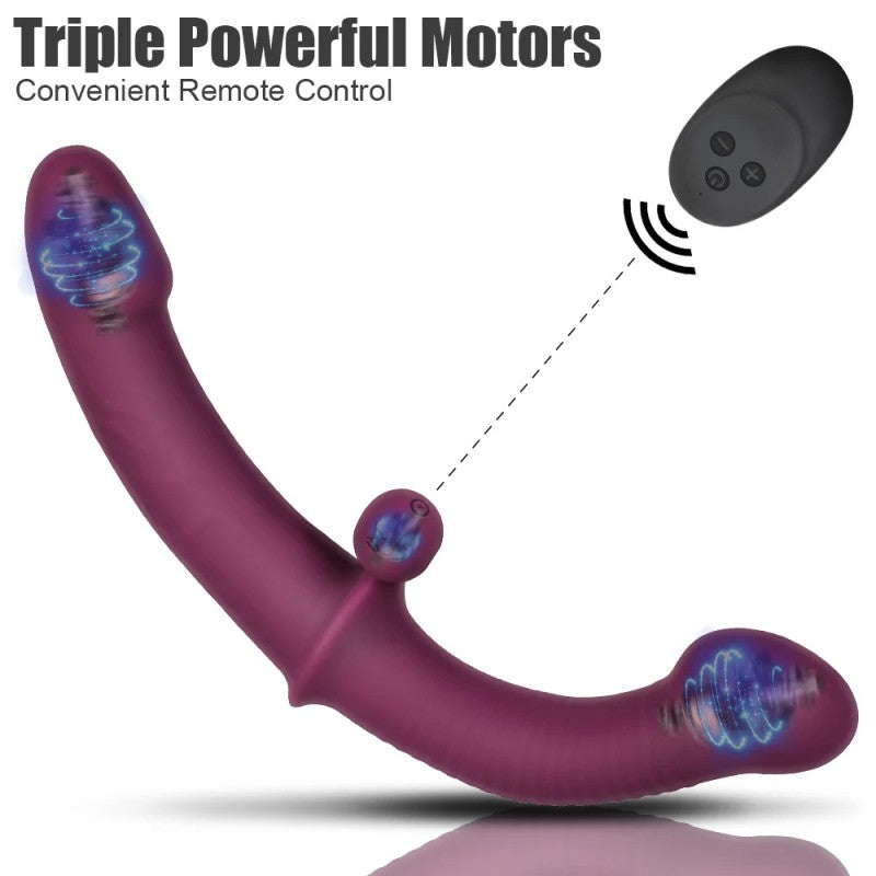 Purple Remote Control Vibrating Double Dildo