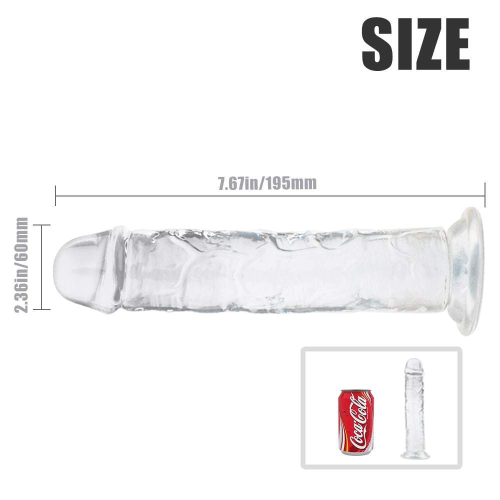 4 Kinds Size Super Suction Transparent Realistic Dildo M-7.67Inch