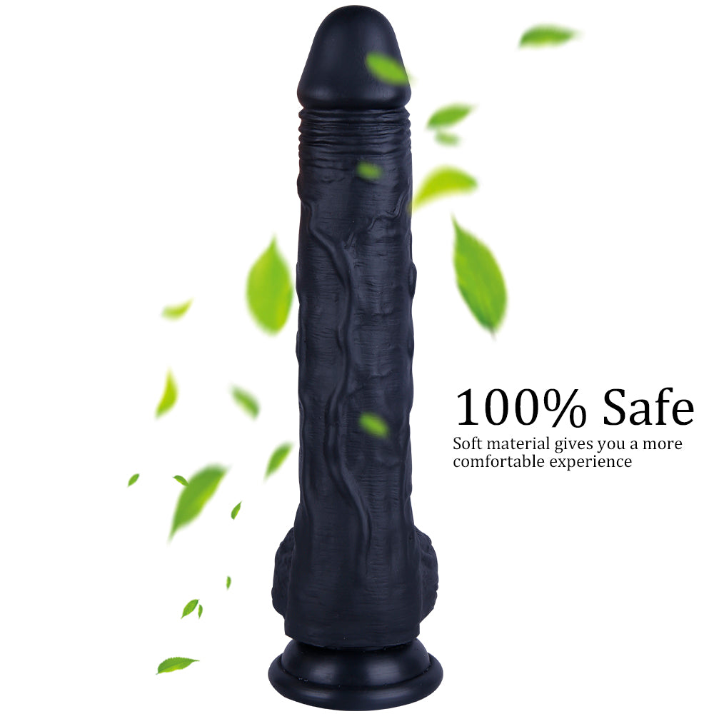 10 Inch Long Silicone Black Dildo