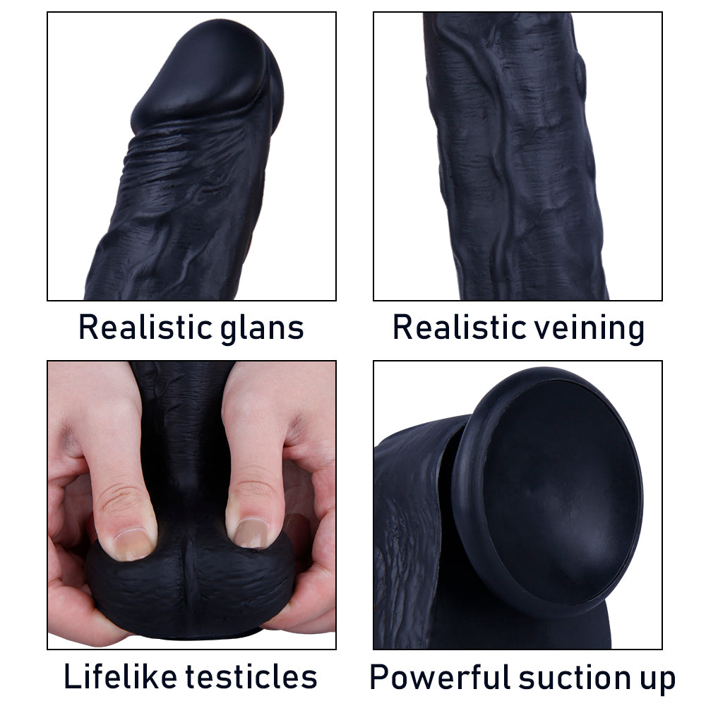 10 Inch Long Silicone Black Dildo