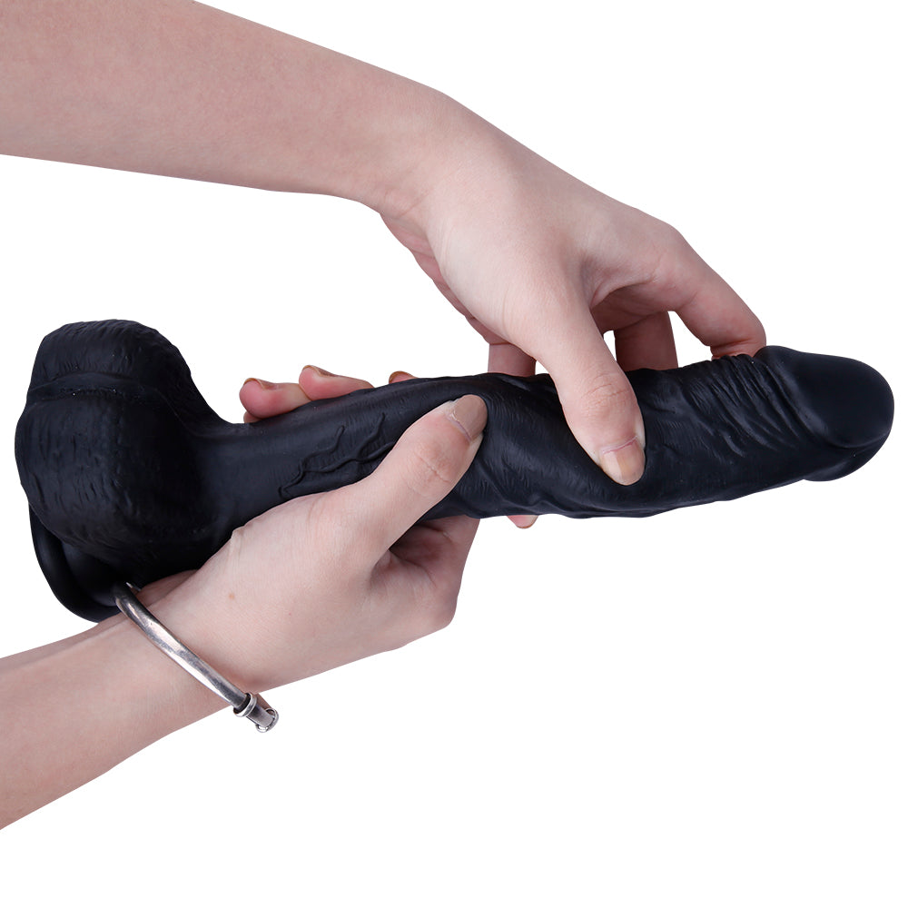 10 Inch Long Silicone Black Dildo