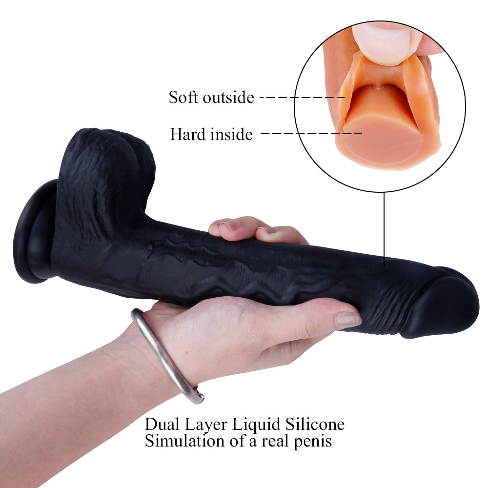 10 Inch Long Silicone Black Dildo
