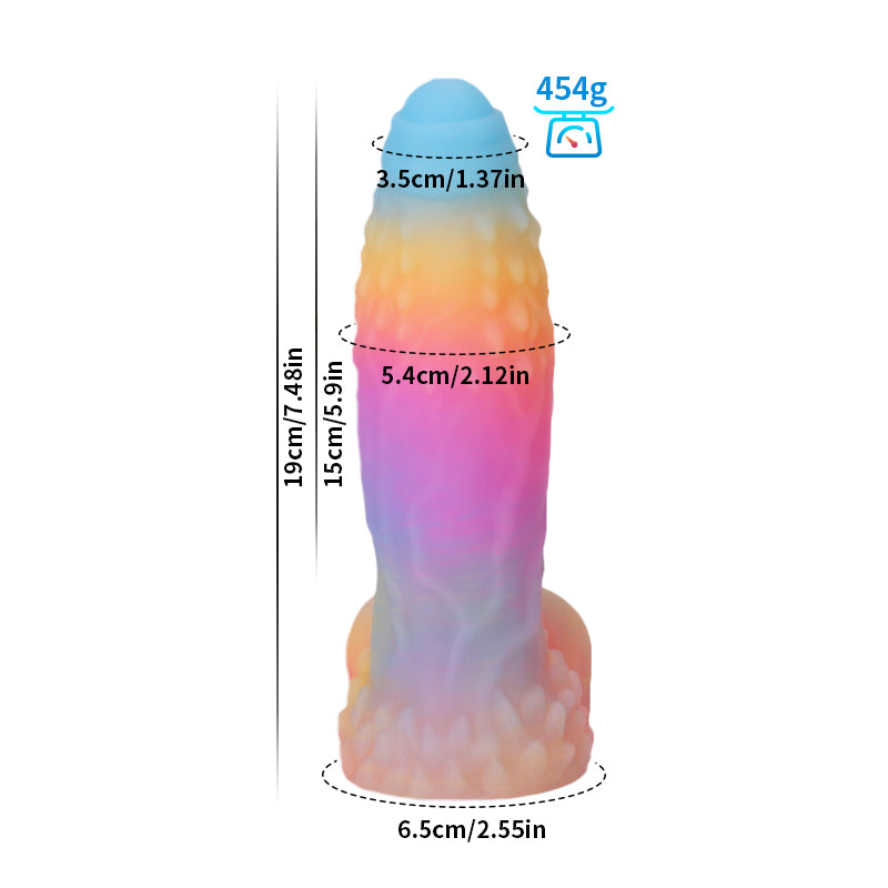 Rainbow Monster Glow In The Dark Big Dildo