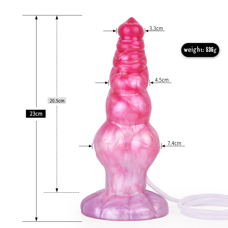 9 Inch Beaded Knot Dog Squirting Dildo
