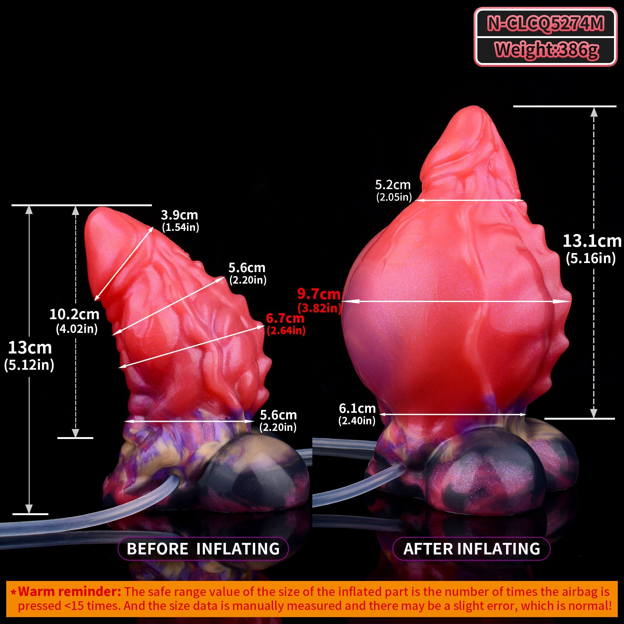 Red Short Thick Dragon Ejaculating Inflatable Dildo