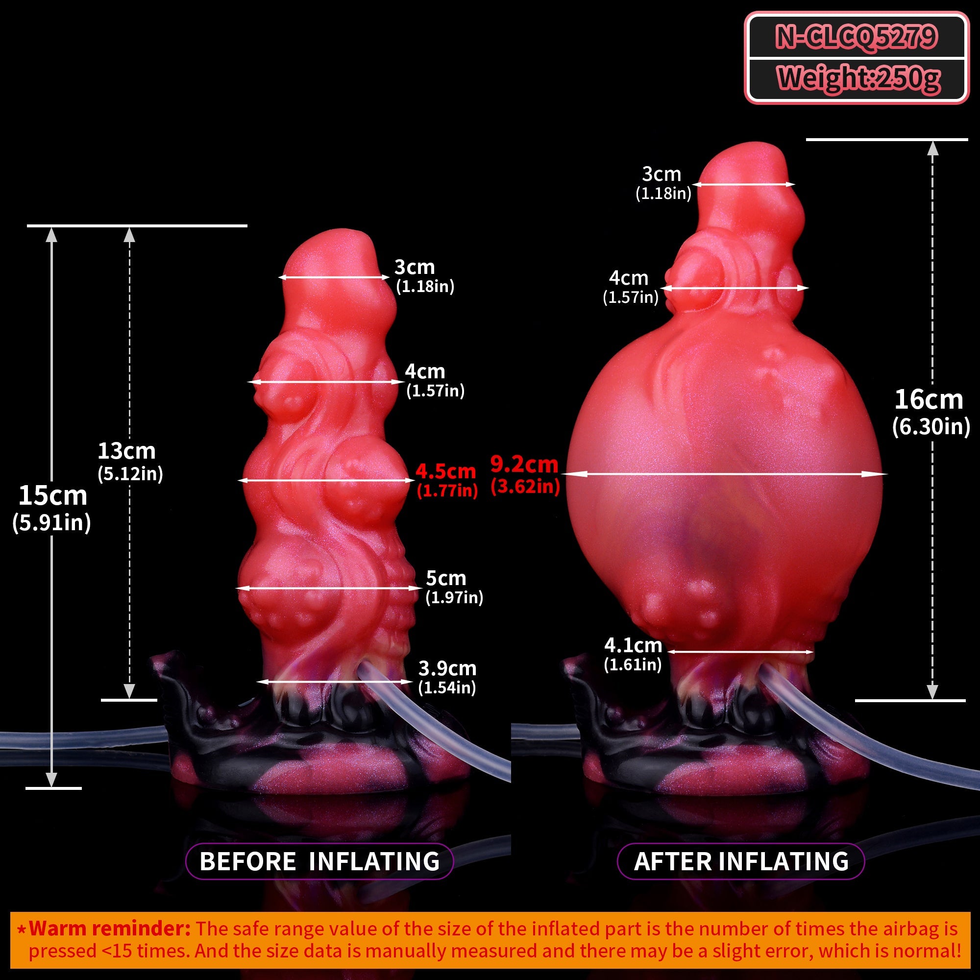 Red Squirting Monster Inflatable Knot Dildo