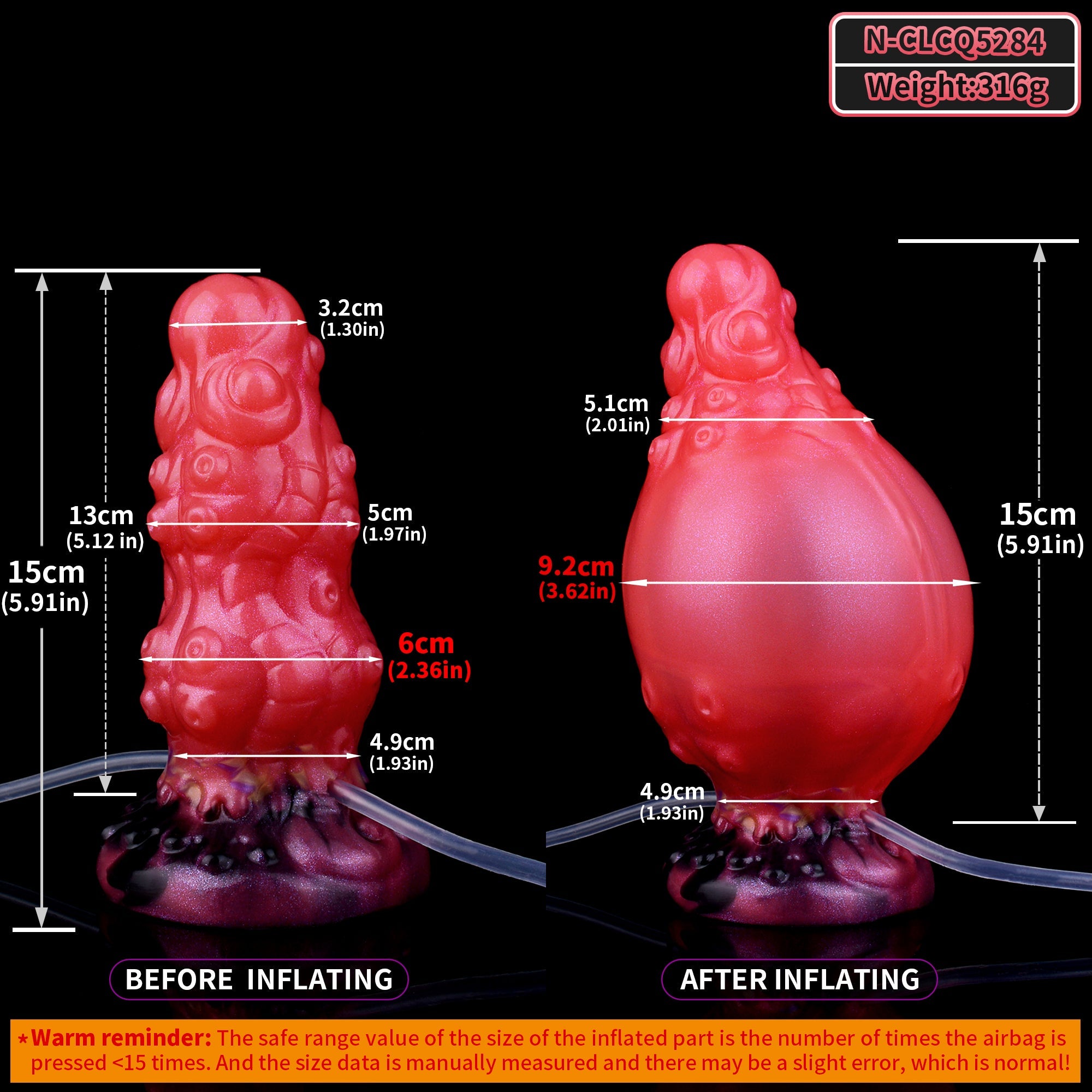 Red Tentacle Cumshot Inflatable Butt Plug