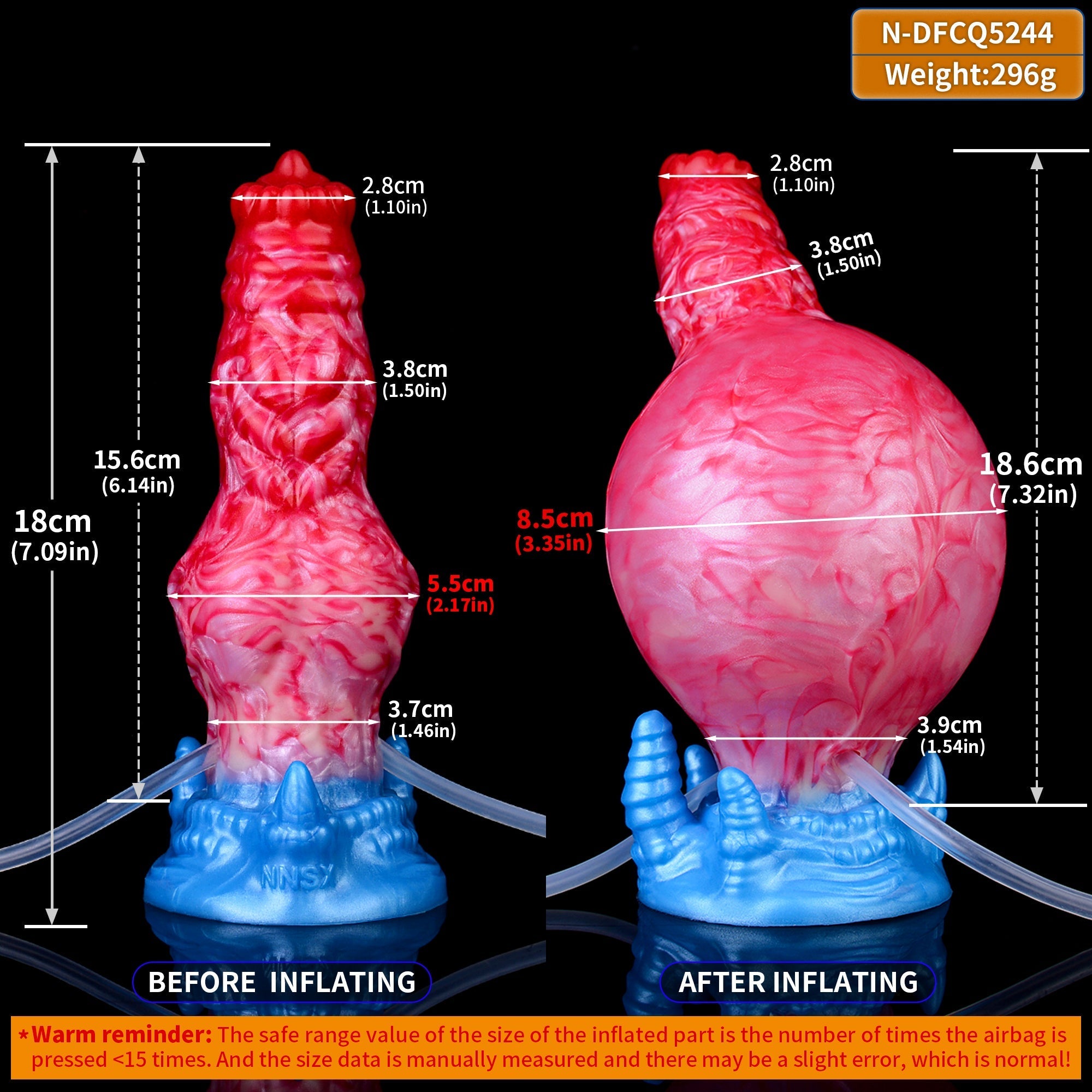 7 Inch Knot Inflatable Ejaculating Dildo