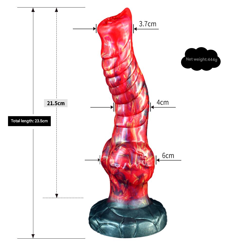 9 Inch Textured Red Monster Horse Dildo