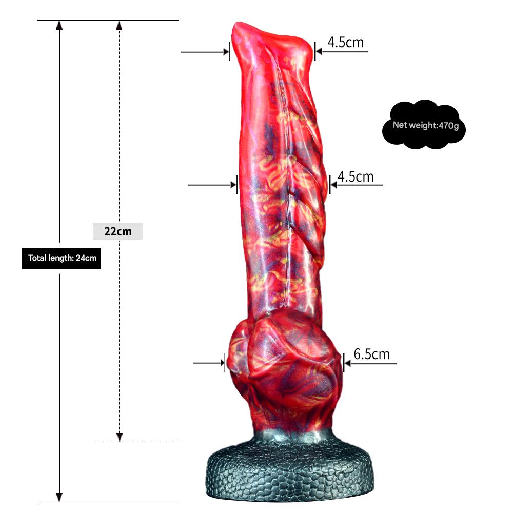 9 Inch Red Textured Pointed Horse Dildo