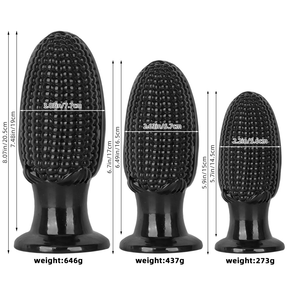Black PVC Corn Cob Butt Plug Dildo