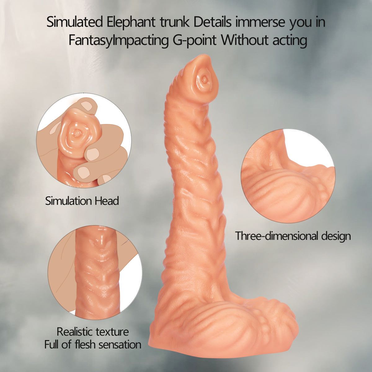 Flesh Wrinkled Animal Elephant Trunk Dildo