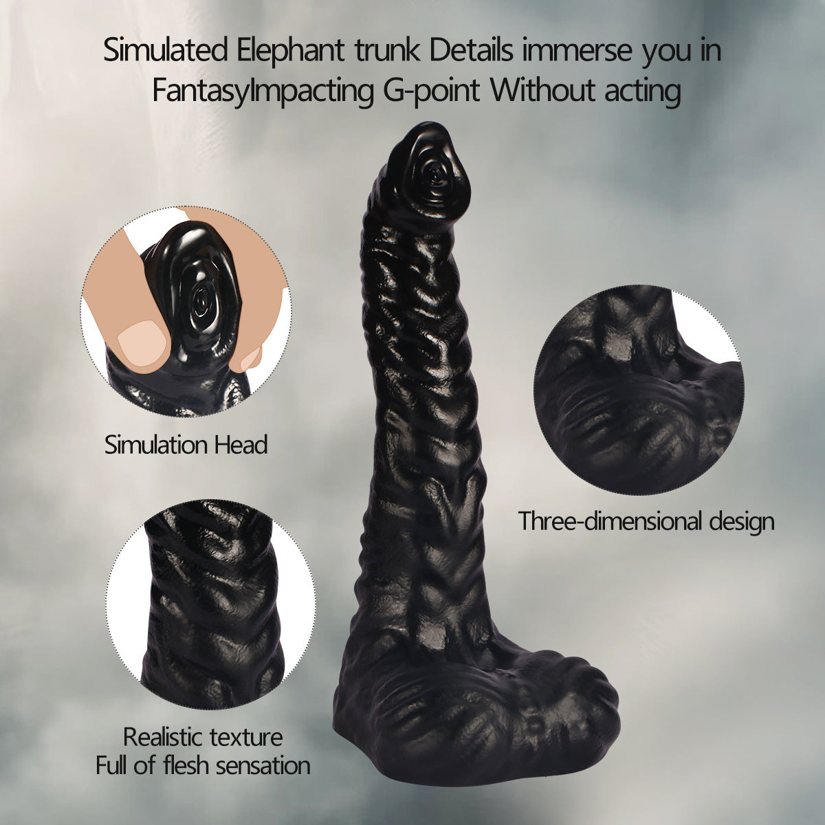 Black Custom Realistic Animal Elephant Dildo