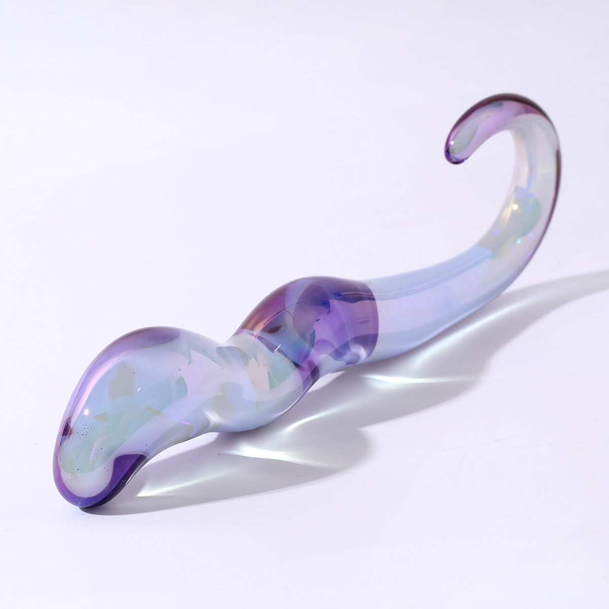 Purple Wave Curved G Spot Glass Dildo