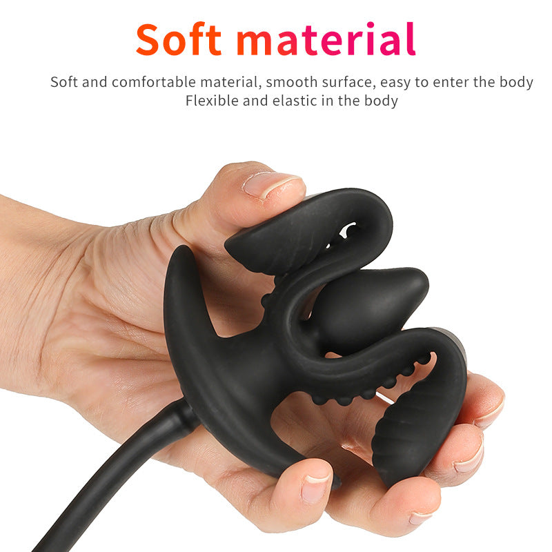 New Big Black Inflatable Dildo Butt Plug