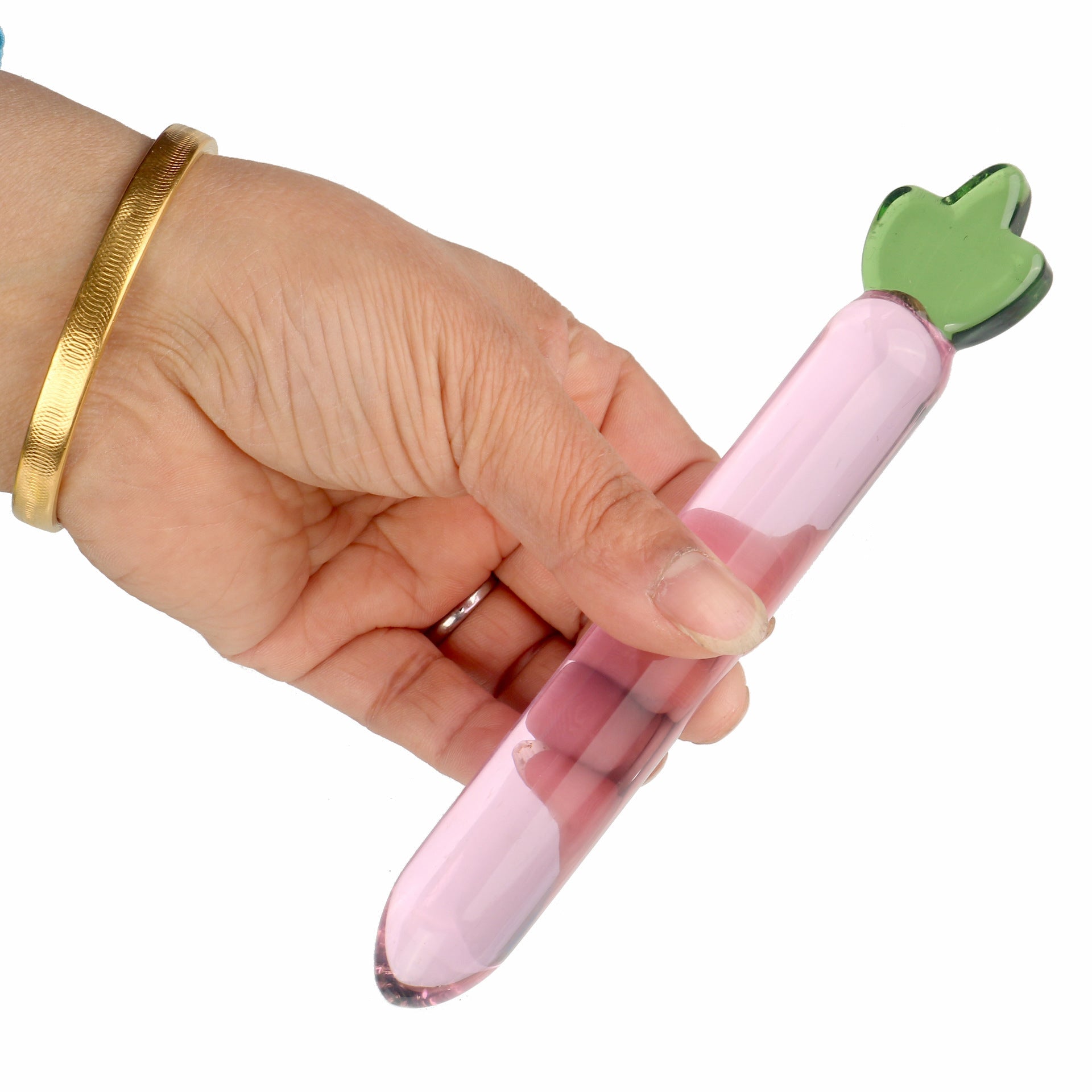 Pink Radish Smooth Massage Glass Dildo