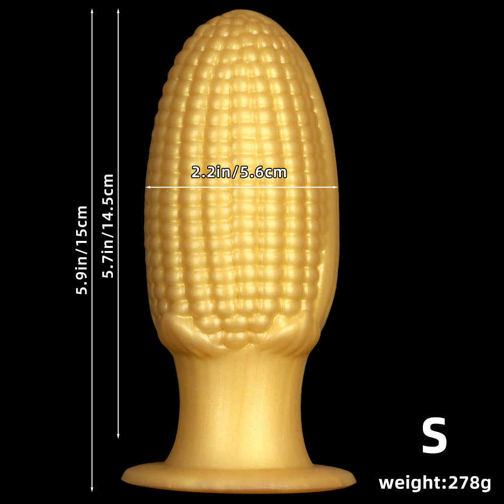 Gold Large Silicone Corn Butt Plug Dildo